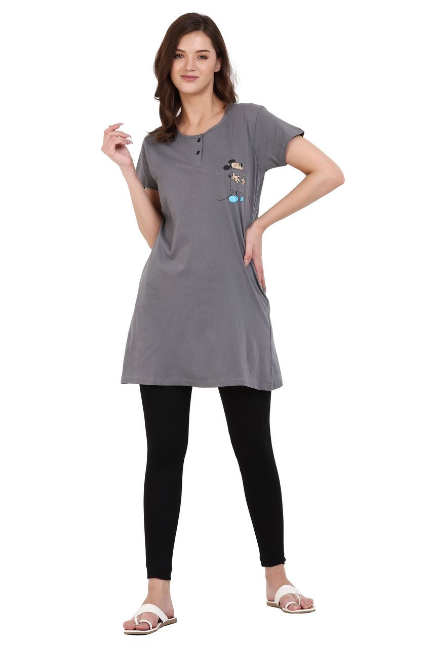 long t-shirt for women dark grey color